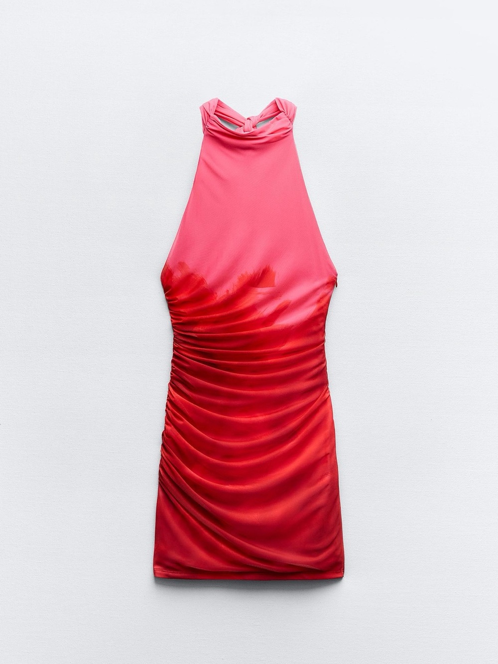 Zara Pink to Red Ombre Halter Bodycon Dress